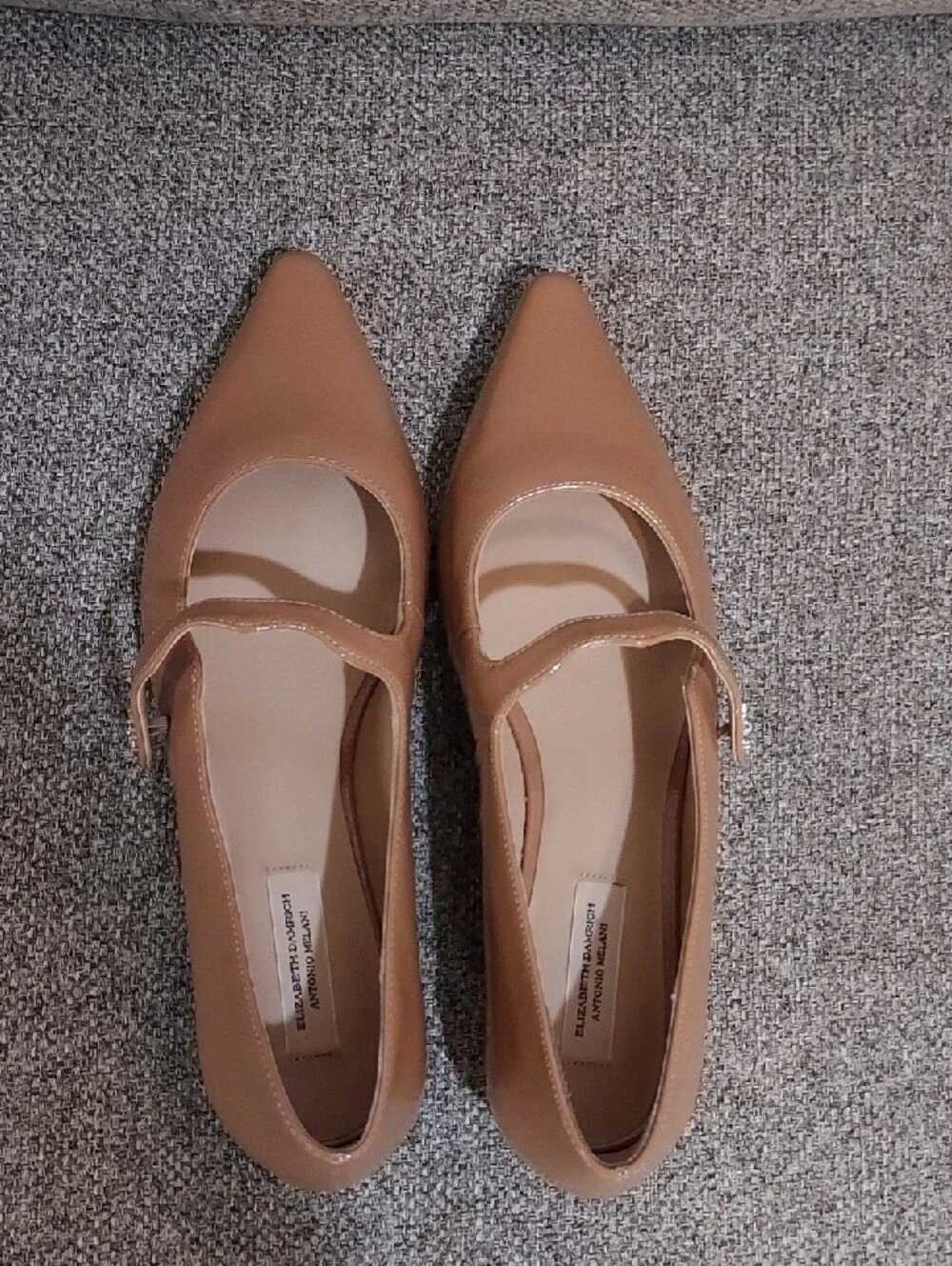 ANTONIO MELANI Tan Pointed Toe Mary Jane Flats - Picture 3 of 7